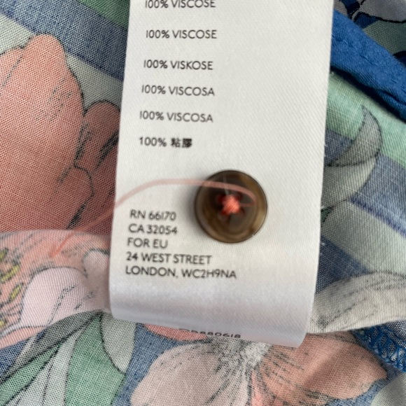 Maeve Anthropologie Elan Scarf Floral Pattern Blouse size 4 Blue Tie Waist - Picture 6 of 8